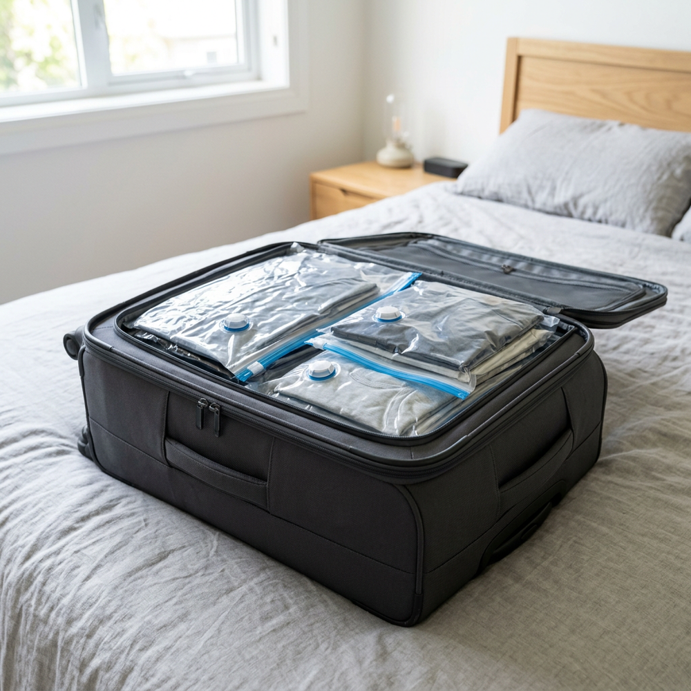 Suitcase after - vacuum packed